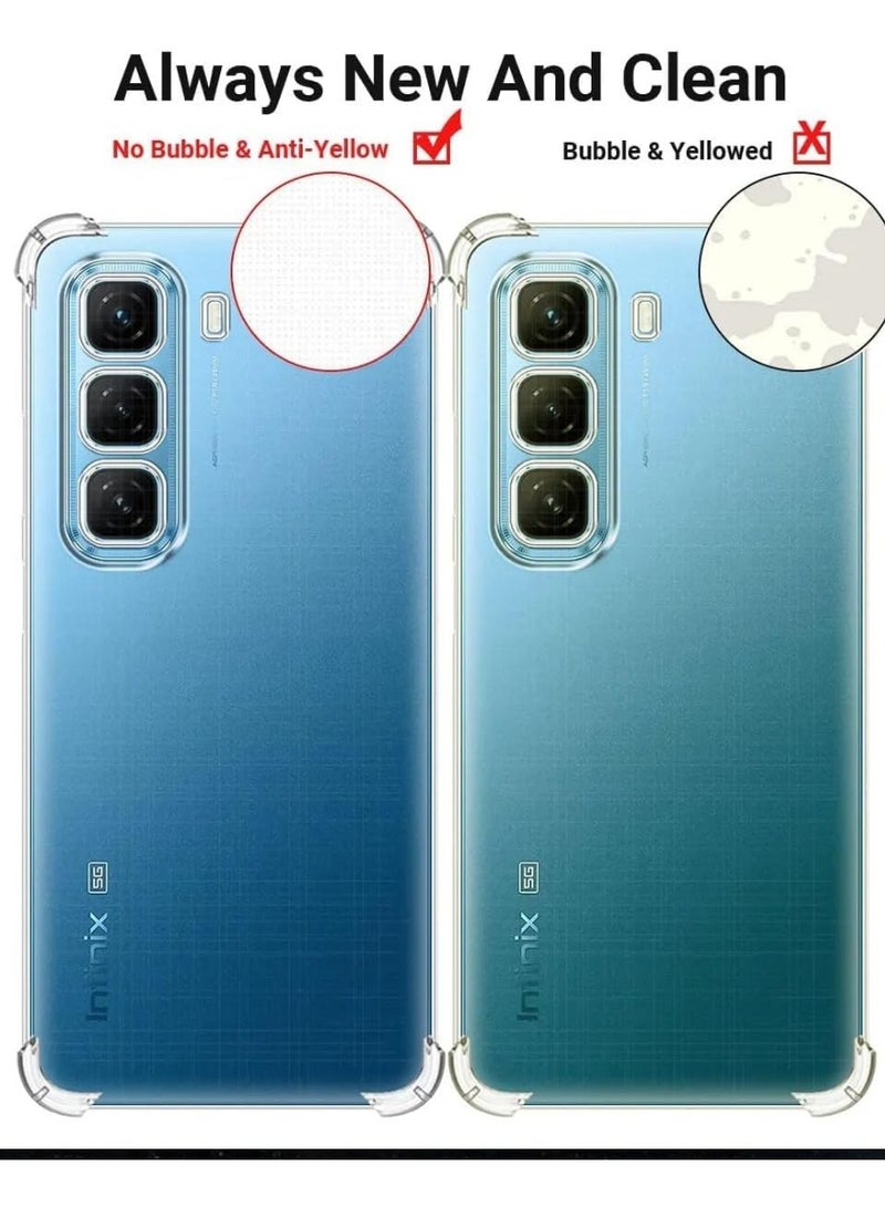 Lion Store transparent case compatible with Infinix Hot 50, soft thermoplastic polyurethane clear back cover with 4-corner shockproof air cushion to protect the camera lens - Image 4