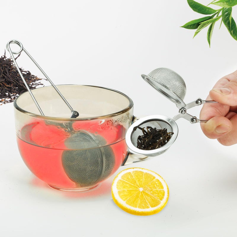 Ecurfu Tea Strainers for Loose Tea, 4 Pack Tea Infuser with Handle Fine Mesh Tea Ball Filter Tea Diffusers Steeper for Loose Leaf Tea, Spices, Seasonings - Image 5