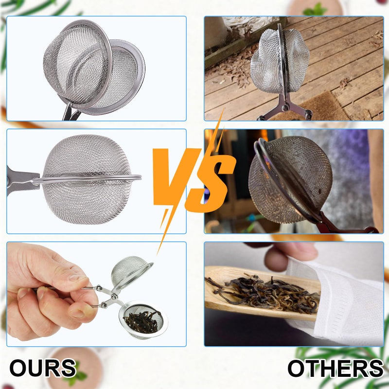 Ecurfu Tea Strainers for Loose Tea, 4 Pack Tea Infuser with Handle Fine Mesh Tea Ball Filter Tea Diffusers Steeper for Loose Leaf Tea, Spices, Seasonings - Image 4