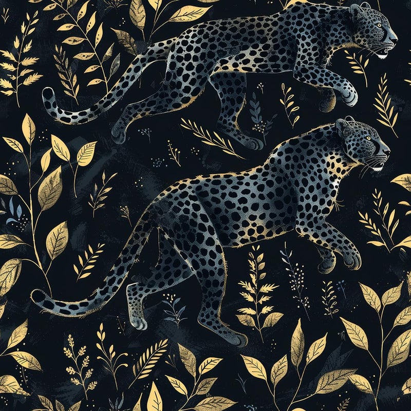 REDAMANCY Black Golden Leopard Animal Leaf Peel and Stick Wallpaper Stick on Contact Paper Vintage Wall Paper Easy Peel Off for nightstand Drawer Cabinet Renter - Image 1