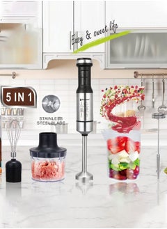Hoffmans Immersion Hand Blender ,800W 5-in-1 Multi-Purpose Handheld Blender, 2-Speed Stick Blender, 1000ml Beaker, 500ml Chopper, Egg Whisk, Milk Frother, Black  - Image 2