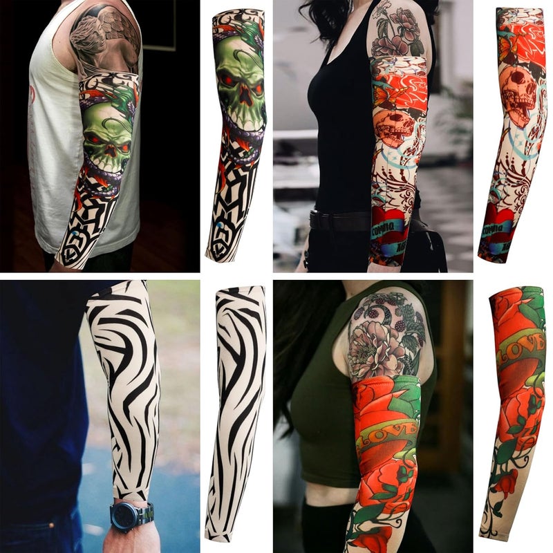YARIEW 6pcs Temporary Tattoo Sleeves for Men and Women - Fake Tattoo Covers for Arms with Sun Protection - Image 4
