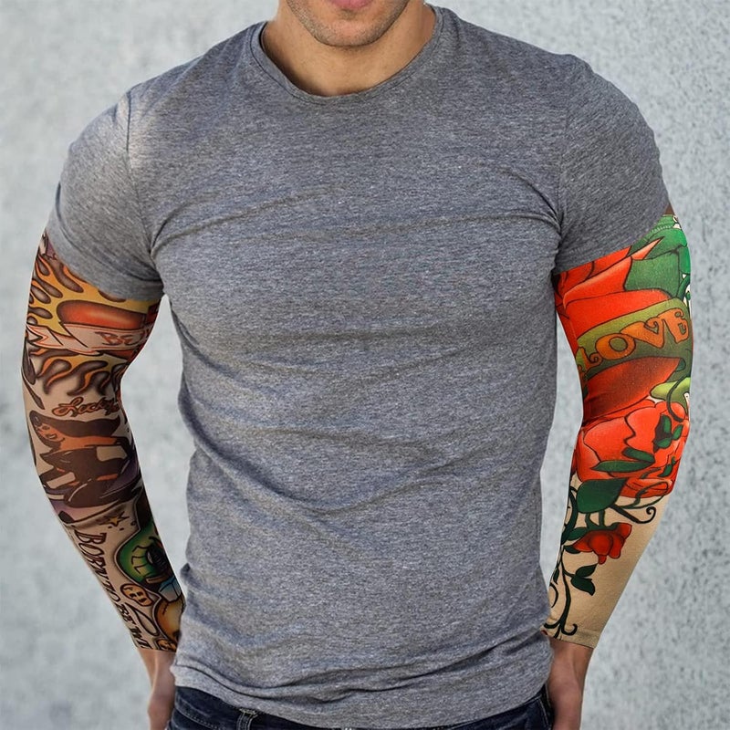 YARIEW 6pcs Temporary Tattoo Sleeves for Men and Women - Fake Tattoo Covers for Arms with Sun Protection - Image 3