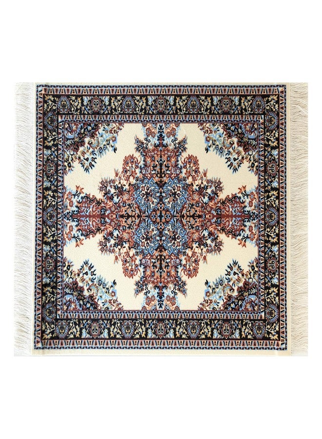 Inusitus Oriental Rug Mouse Pad - Mini Carpet Style Mousepad with Fringe, Non-Slip Rubber Base, Aesthetic Desk Accessory for Office & Home, Beige - Image 1