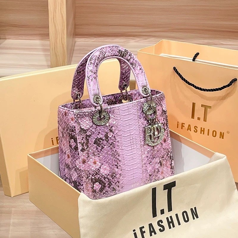 Genuine Leather Snake Pattern Vintage Daffy Bag Women'S Niche Fashion All-Match Portable Crossbody Chain Bag - Image 1