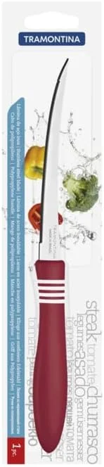 Tramontina Cor & Cor 5" Tomato Knife with Stainless Steel Blade and Polypropylene Handle - Red