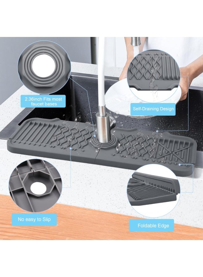 HOMESTAR Silicone Faucet Mat, Kitchen Sink Splash Guard, 5°slope Anti-Slip Silicone Faucet Handle Drip Catcher Tray, Kitchen Accessories Sink Mat Sink Protectors for Bathroom - Image 3