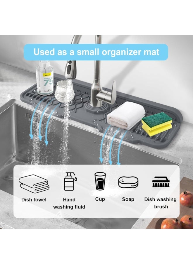 HOMESTAR Silicone Faucet Mat, Kitchen Sink Splash Guard, 5°slope Anti-Slip Silicone Faucet Handle Drip Catcher Tray, Kitchen Accessories Sink Mat Sink Protectors for Bathroom - Image 4