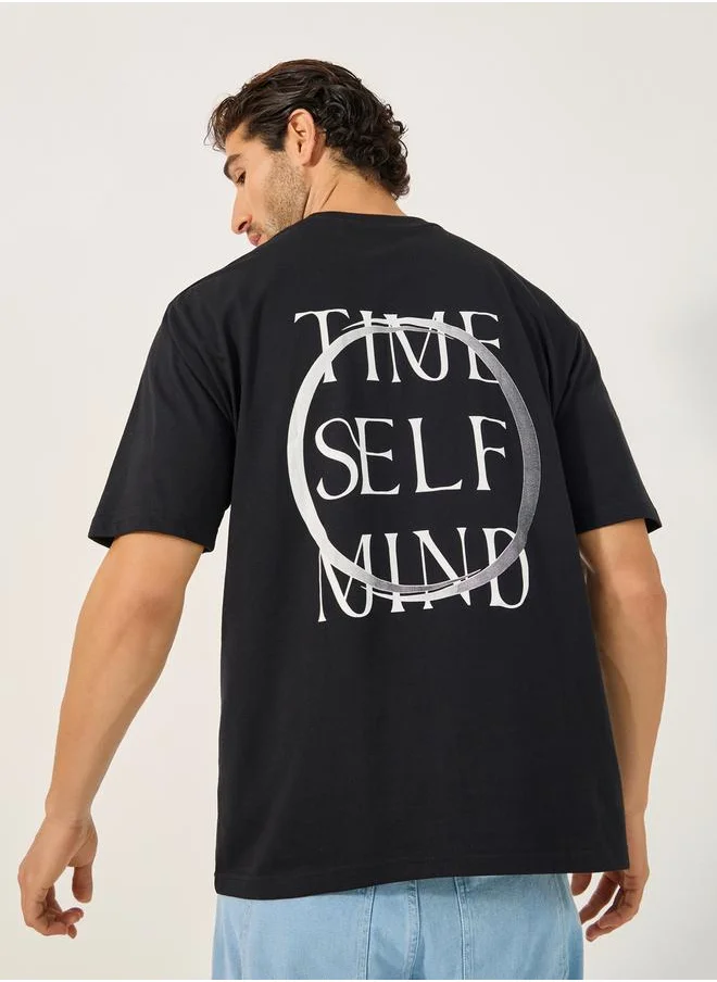 Styli Graphic Print Round Neck Oversized T-Shirt