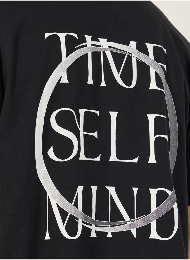 Styli Graphic Print Round Neck Oversized T-Shirt