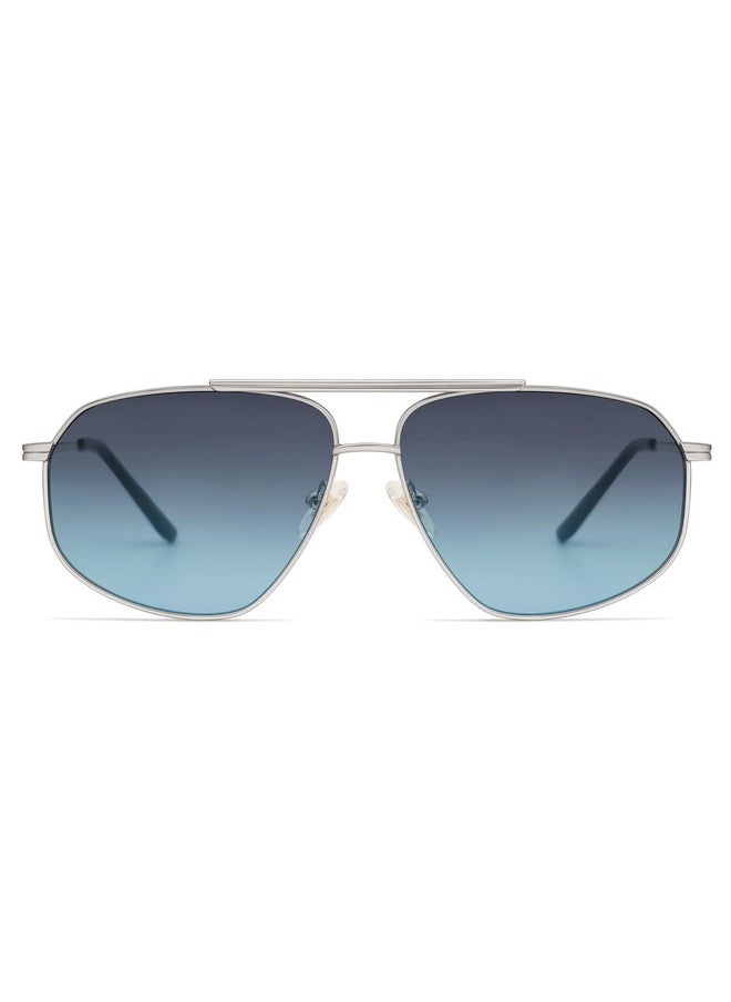 Sojos Classic Retro Aviator Sunglasses For Women Men Vintage Hexagonal Metal Frame Uv400 Lenses Sj1200, Silver/Gradient Blue  - Image 1