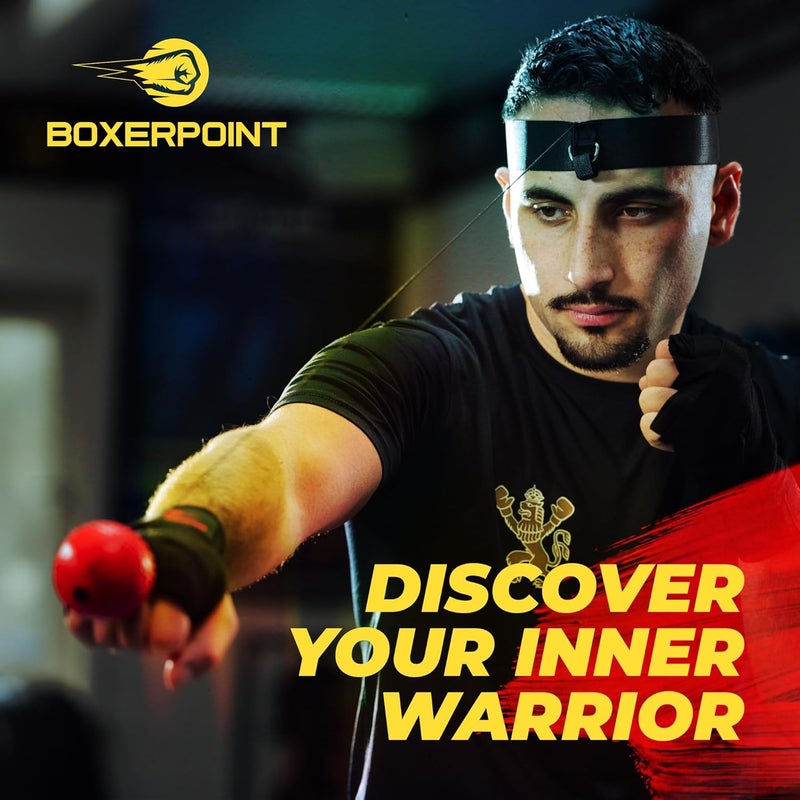 BOXERPOINT Boxing Reflex Ball for Adults and Kids - React Reflex Balls on String with Headband, Carry Bag and Hand Wraps - Improve Hand Eye Coordination, Punching Speed, Fight Reaction - Image 2