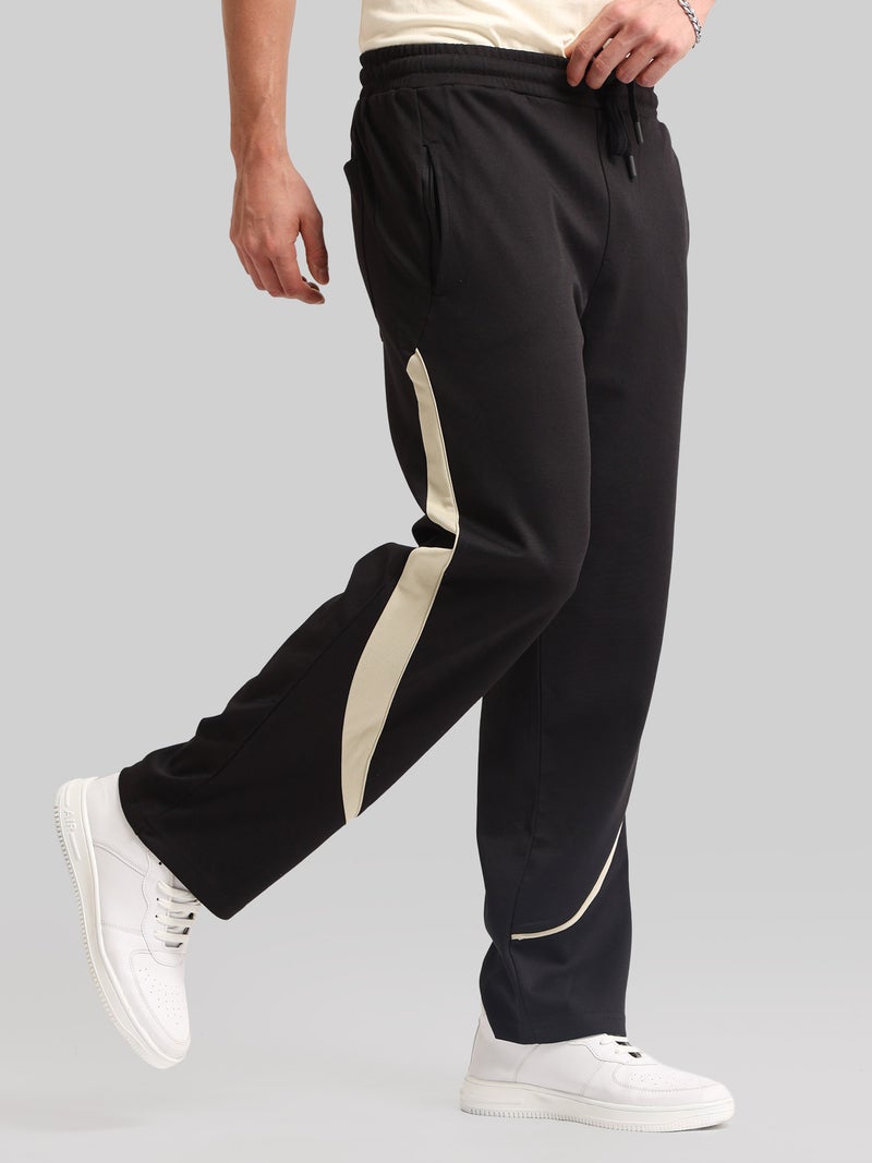 Maniac Mens Colorblock Light Grey and Black Baggy Fit Cotton Trackpant - Image 3