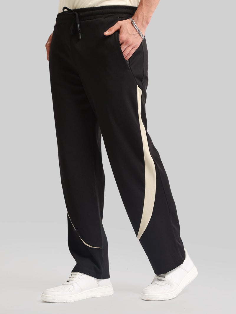 Maniac Mens Colorblock Light Grey and Black Baggy Fit Cotton Trackpant - Image 5