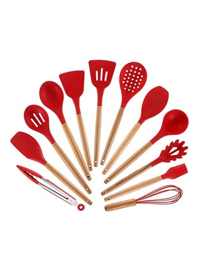 طقم أدوات مطبخ من السيليكون - من 13 قطعة أحمر one sizeسم - Image 3