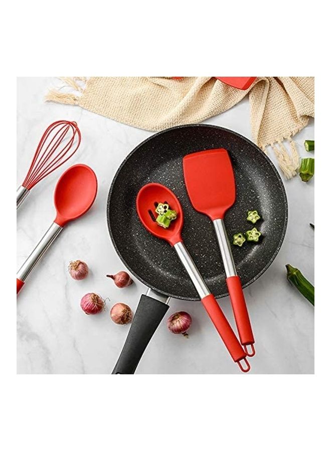 طقم أدوات مطبخ من السيليكون - من 13 قطعة أحمر one sizeسم - Image 5