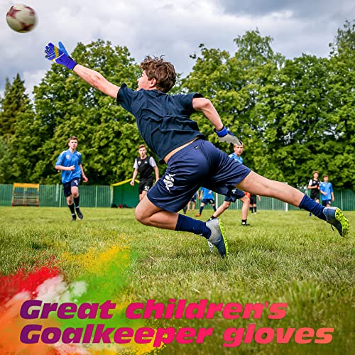 Sportout قفازات حارس مرمى للأطفال من سبورت آوت، قفازات كرة القدم مع حماية مزدوجة للمعصم ومواد لاتكس مقاومة للانزلاق لتجنب الإصابات (أزرق، مقاس 6 مناسب من 8 إلى 12 سنة) - Image 5