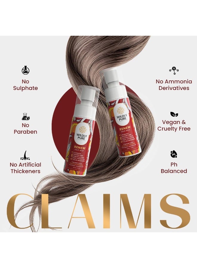 Wildly pure Pure Renew 5 in 1 Heat Protection Spray Mist with Polypeptides & Hyaluronic acid| Heat & UV Protect, Frizz Control & Color Protection| Men & women| Chemical Free| 100mL (Renew Hair Mist)  - Image 5