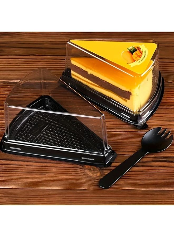 Golden Disposable PET Cake Slice Containers 50 Pack with Flip Top Lids - Image 1