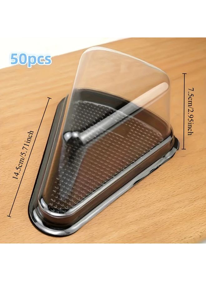Golden Disposable PET Cake Slice Containers 50 Pack with Flip Top Lids - Image 3