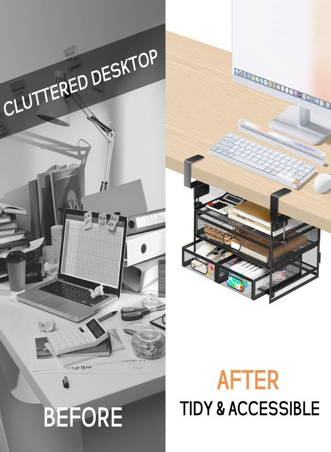 NiOffice Under Desk Drawer Organizer, Large Under Desk Storage Side Drawers for Home & Office, L12.9xW9.6xH8.1 Drill-Free Clamp-on Installation, Spacious Storage for Office Supplies, Papers - Image 4