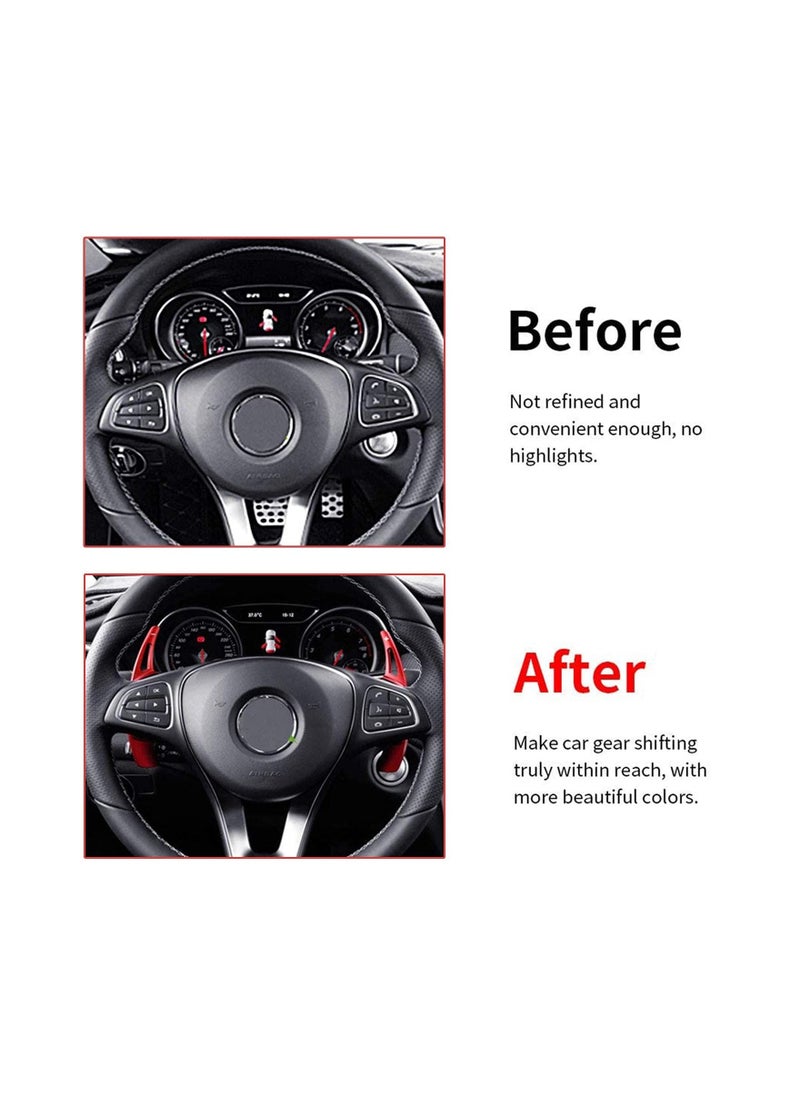 Steering Wheel Paddle Shifter Extension, Aluminum-Alloy Shift Paddle For A B C CLA CLS E G GL GLA GLC GLE GLS for Metris S SL SLC Class (Red) - Image 3