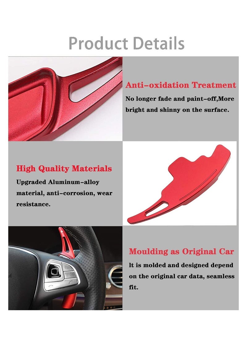 Steering Wheel Paddle Shifter Extension, Aluminum-Alloy Shift Paddle For A B C CLA CLS E G GL GLA GLC GLE GLS for Metris S SL SLC Class (Red) - Image 5