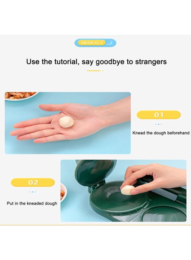 كيمايا مكبس صنع الزلابية اليدوي - آلة سريعة وسهلة الاستخدام لصنع الزلابية والرافيولي والونتون والبيروجي وعجينة المعجنات للمطبخ المنزلي واللفائف الإيطالية (أخضر) - Image 3