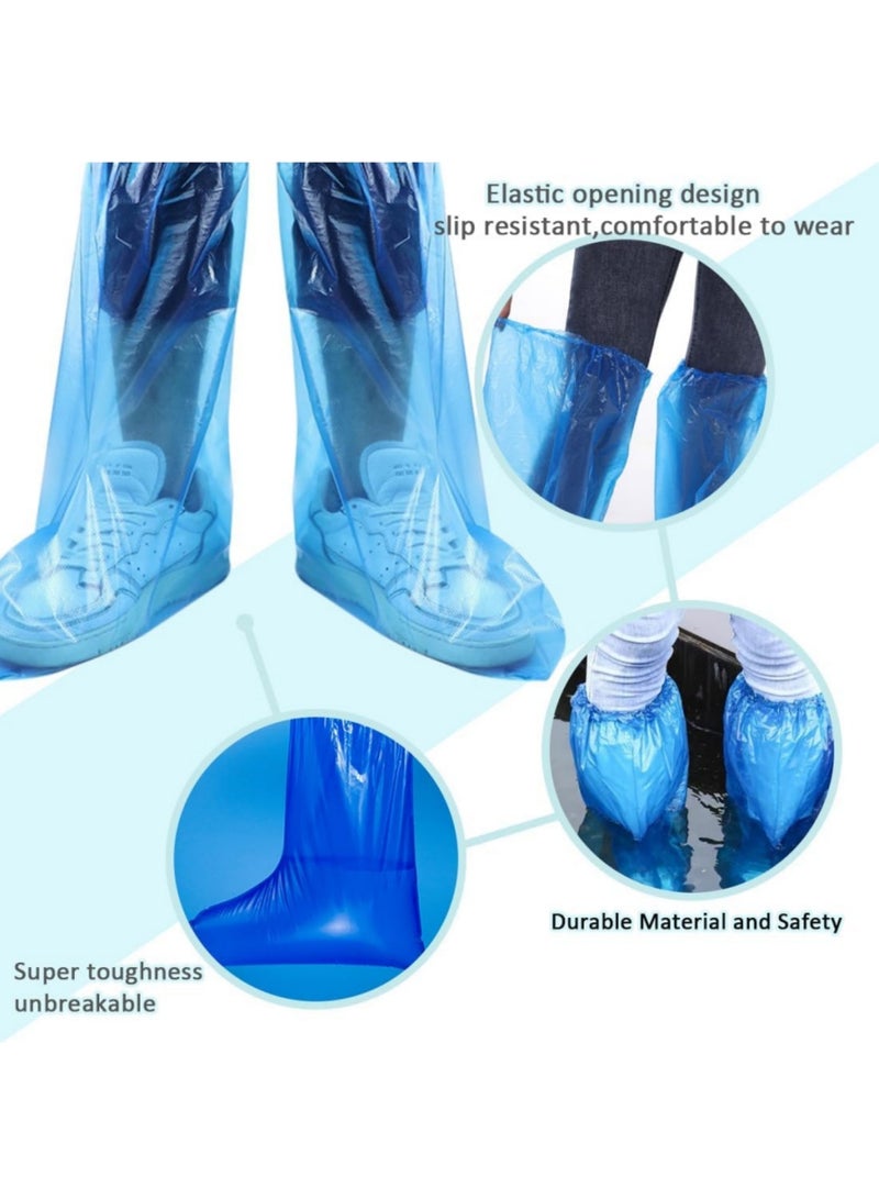 saykfoe 40 Pcs Disposable Shoe Covers and Thicker Boot, 70cm Rainy Day Outer Wear Shoe Cover, Waterproof Sandproof Anti-Slip Overshoe (20 Pairs), Farm Shoe Cover Outdoor Indoors Overshoes (Blue) - Image 2