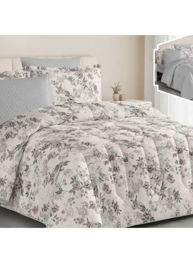 SMART HOME Luxury Summer Hotel Double Bed Set, 6 Pieces – Quilted Comforter Set with Soft Filling – Double Comforter with Fitted Sheet, 2 Pillowcases, and 2 Square Cushion Covers – Cool and Comfortable Summer Bedspread – Elegant Hotel Bedding Set for Bedrooms – Size 250x230 cm – High Quality, Suitable for Everyday Use and Hotels – Made of Microfiber - Image 3