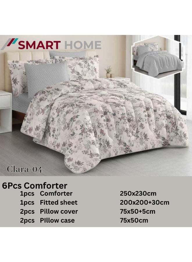 SMART HOME Luxury Summer Hotel Double Bed Set, 6 Pieces – Quilted Comforter Set with Soft Filling – Double Comforter with Fitted Sheet, 2 Pillowcases, and 2 Square Cushion Covers – Cool and Comfortable Summer Bedspread – Elegant Hotel Bedding Set for Bedrooms – Size 250x230 cm – High Quality, Suitable for Everyday Use and Hotels – Made of Microfiber - Image 2