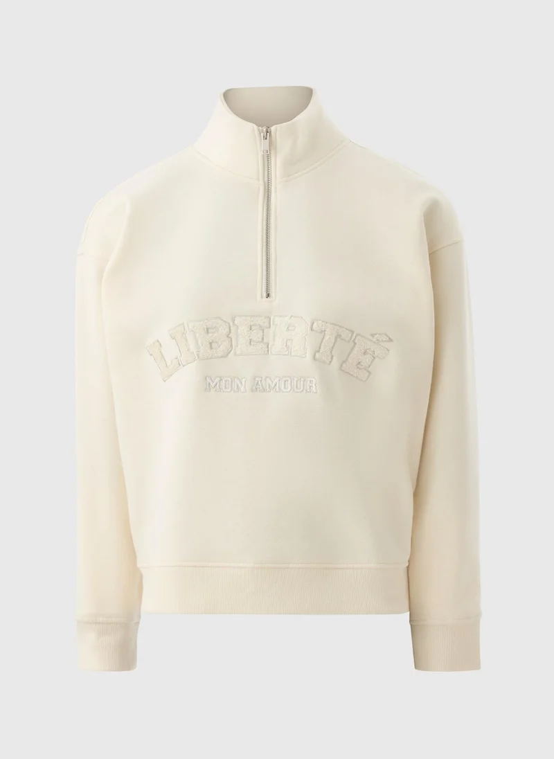 Matalan Cream Half Zip Sweatshirt