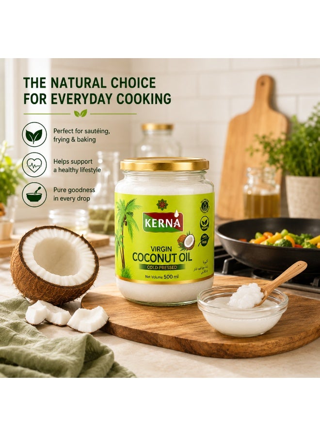 Kerna Virgin Coconut Oil 500 ml | Cold Pressed Coconut Oil | 100% Coconut Oil | For Cooking, Frying & Baking - Image 5