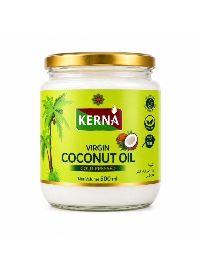 Kerna Virgin Coconut Oil 500 ml | Cold Pressed Coconut Oil | 100% Coconut Oil | For Cooking, Frying & Baking - Image 1
