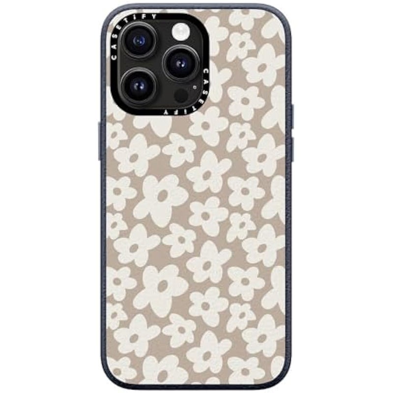 Casetify Pebbled iPhone 15 Pro Max Case 【Textured / 4.9ft Drop Protection/Compatible with Magsafe】 - Flower Prints - Natural Flower - Navy Blue - Image 4