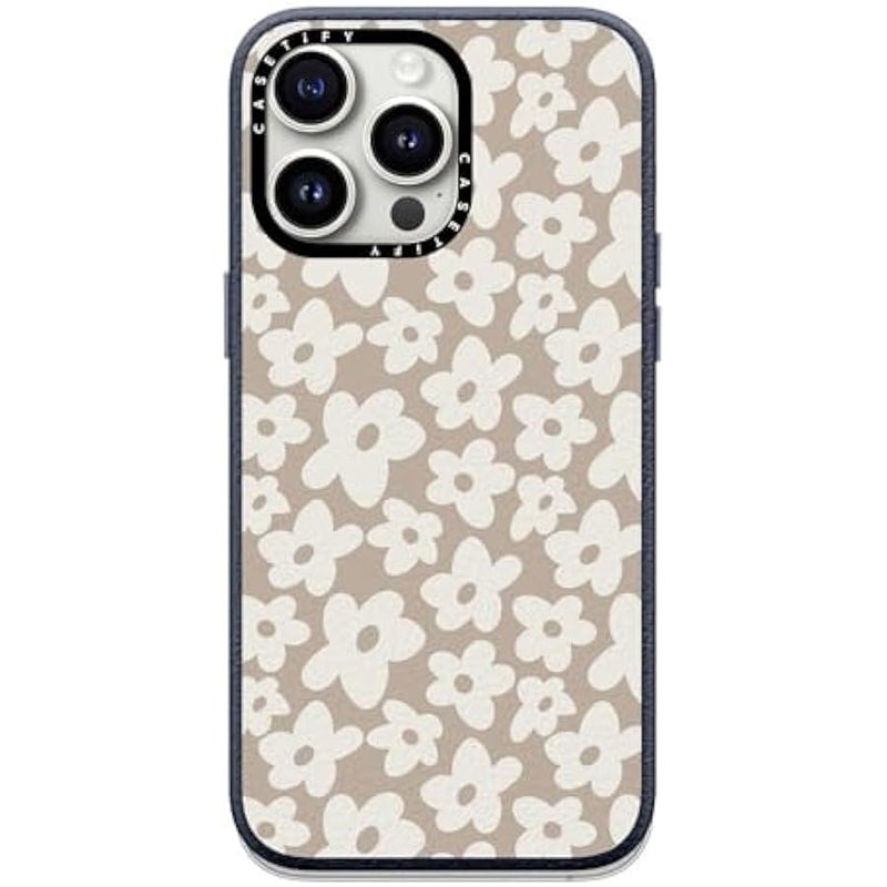 Casetify Pebbled iPhone 15 Pro Max Case 【Textured / 4.9ft Drop Protection/Compatible with Magsafe】 - Flower Prints - Natural Flower - Navy Blue - Image 3