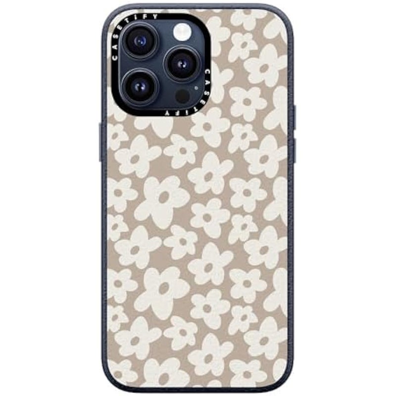 Casetify Pebbled iPhone 15 Pro Max Case 【Textured / 4.9ft Drop Protection/Compatible with Magsafe】 - Flower Prints - Natural Flower - Navy Blue - Image 2