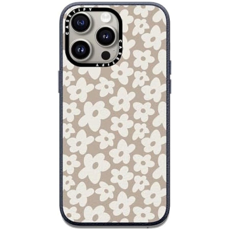 Casetify Pebbled iPhone 15 Pro Max Case 【Textured / 4.9ft Drop Protection/Compatible with Magsafe】 - Flower Prints - Natural Flower - Navy Blue - Image 1
