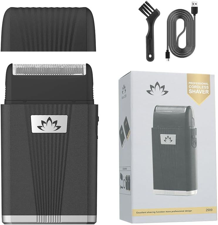 Roziapro Double Metal Foil Shaver Waterproof Close Shave Electric Razor Cordless Men Shavers Portable Beard Foil Shaver for Men Gifts for Men Silver