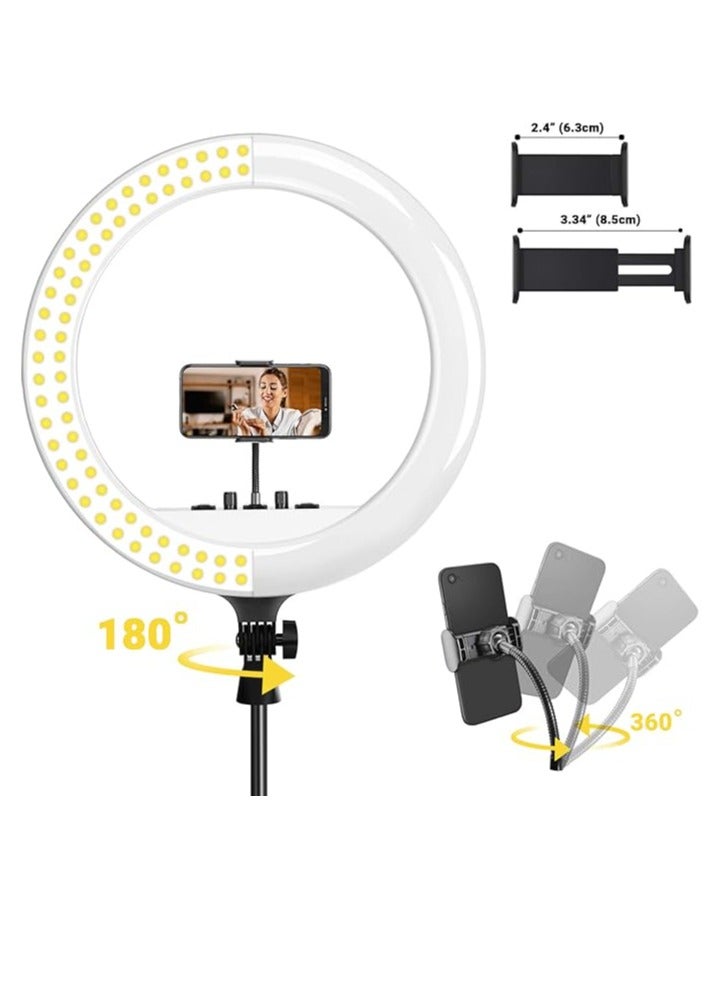 TECOOL Ring Light with Tripod Stand & Phone Holder 18 inch Dimmable LED Selfie Circle Light with 3 Color and 10 Brightness Level for YouTube/TikTok/Live Streaming/Video Shooting/Makeup, Bluetooth, USB  - Image 2