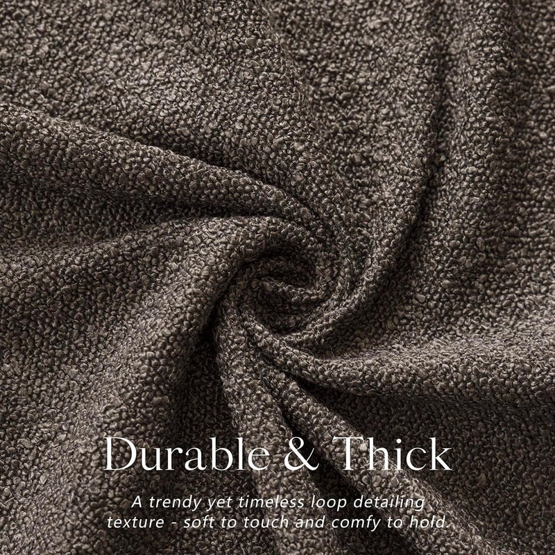 Foindtower Set of 2, Decorative Textured Boucle Throw Pillow Covers Accent Solid Pillow Cases Neutral Soft Cozy Couch Cushion Case for Chair Sofa Bedroom Living Room Home Decor 24 x 24 Inch Dark Brown - Image 2