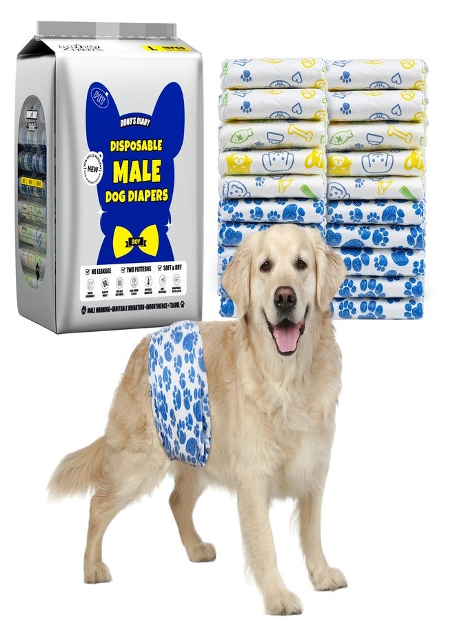 دونو حفاضات دونو للكلاب الذكور، 60 حفاضة للاستخدام مرة واحدة، حفاضات فائقة الامتصاص، حفاضات سريعة الجفاف مانعة للتسرب، مؤشر للبلل، سلس البول، مقاس كبير - Image 1
