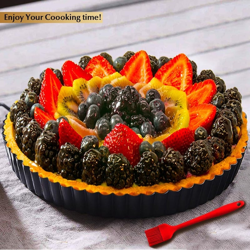 CFGUK 11 Inch Tart and Quiche Pan with Removable Bottom, Pie pans for baking, Non-stick Carbon Steel Quiche Pan for Pie, Mousse Cakes, Fruit and Desserts - Image 4