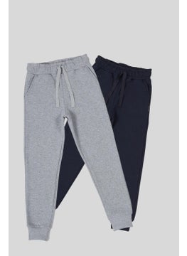 mmetalic Metalic Black-Anthracite Thick Cotton Elastic Waist and Leg Pocket 2-Pack Boy's Tracksuit Bottoms  - Image 1