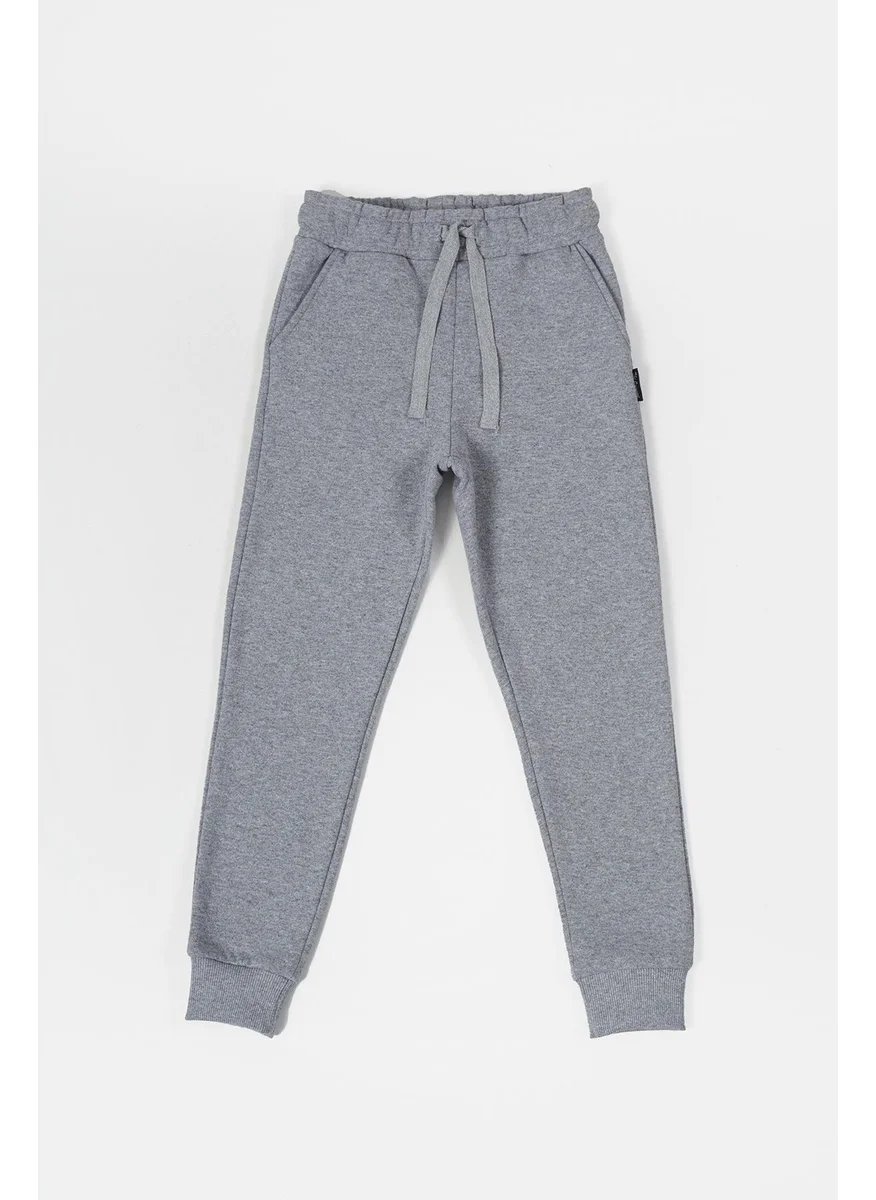 mmetalic Metalic Black-Anthracite Thick Cotton Elastic Waist and Leg Pocket 2-Pack Boy's Tracksuit Bottoms