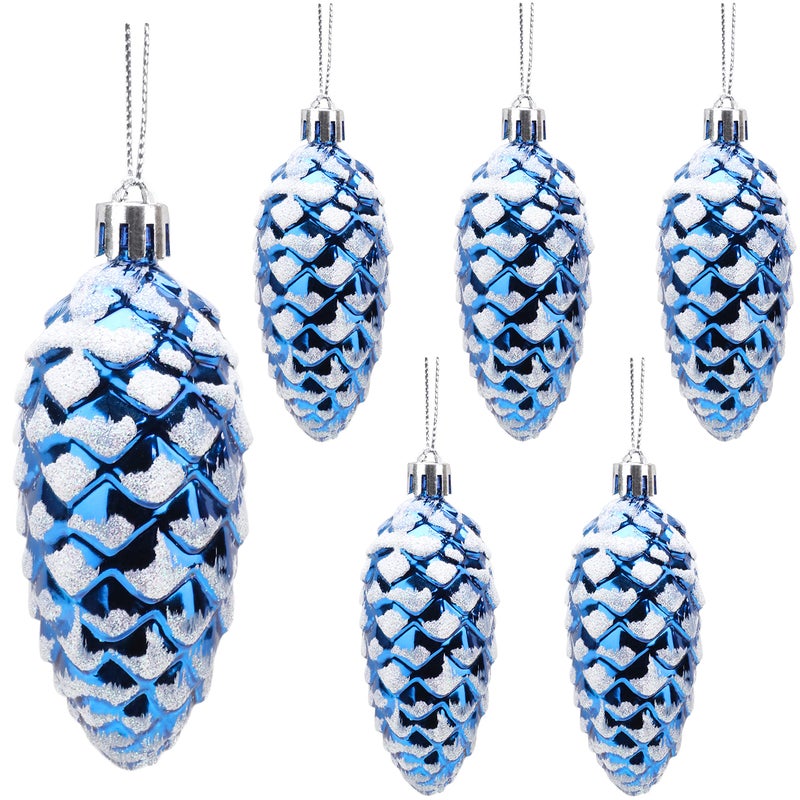 Christmas Concepts Pack of 690mm Shiny  Glitter Decorated Pine Cone Baubles  Christmas Tree Decorations Midnight Blue