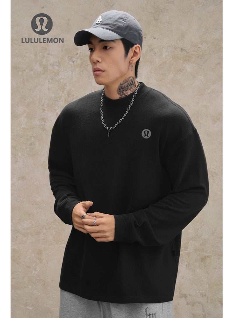 Lululemon Black Long-Sleeve Shirt - Minimalist Omega Logo, Oversize Relaxed Fit, Soft Breathable Fabric, Unisex Sport & Daily Casual Top - Image 5