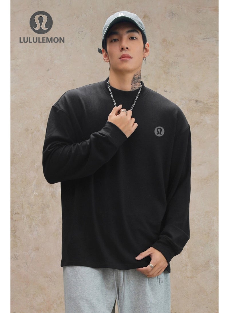 Lululemon Black Long-Sleeve Shirt - Minimalist Omega Logo, Oversize Relaxed Fit, Soft Breathable Fabric, Unisex Sport & Daily Casual Top - Image 2