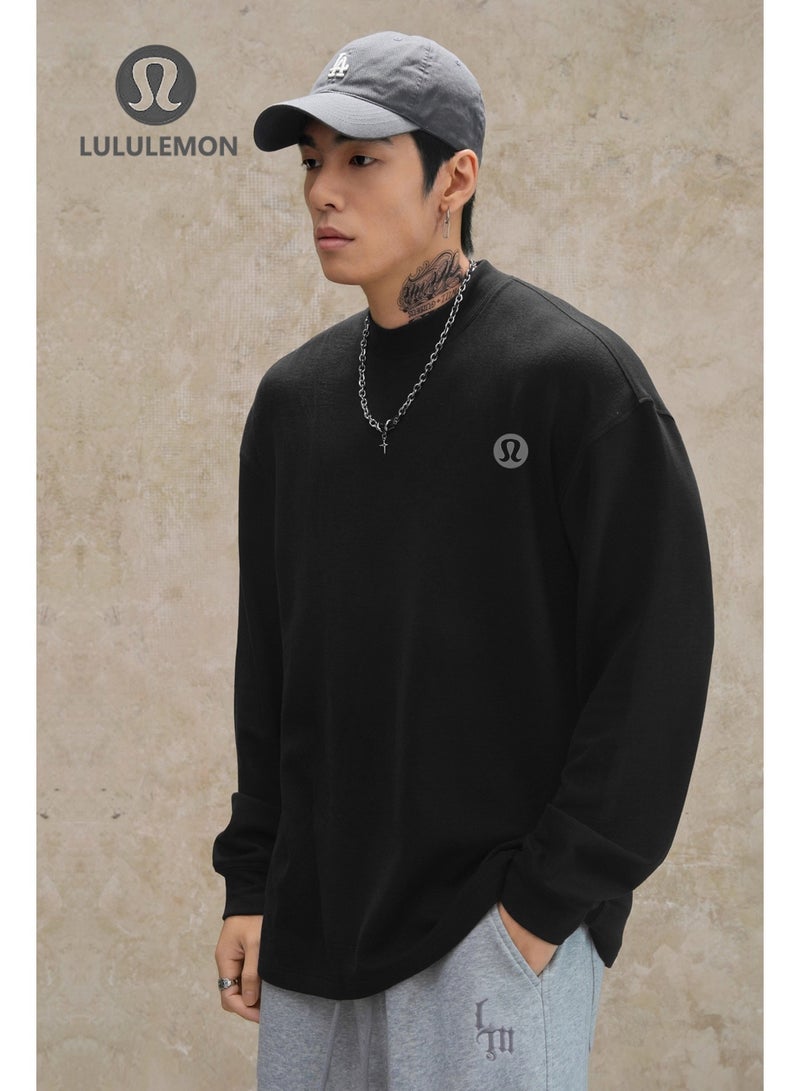 Lululemon Black Long-Sleeve Shirt - Minimalist Omega Logo, Oversize Relaxed Fit, Soft Breathable Fabric, Unisex Sport & Daily Casual Top - Image 3