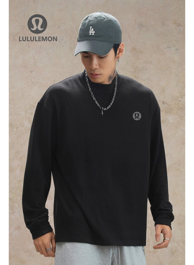 Lululemon Black Long-Sleeve Shirt - Minimalist Omega Logo, Oversize Relaxed Fit, Soft Breathable Fabric, Unisex Sport & Daily Casual Top - Image 1